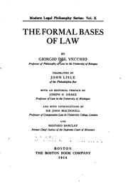 The formal bases of law by Giorgio Del Vecchio