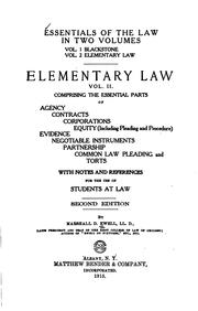 Cover of: Essentials of the law ... by Marshall Davis Ewell