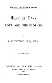 Cover of: Humphry Davy by Thorpe, T. E. Sir
