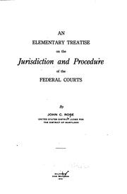 Cover of: An elementary treatise on the jurisdiction and procedure of the federal courts