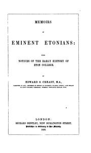 Cover of: Memoirs of eminent Etonians: with notices of the early history of Eton College.