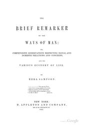Cover of: The brief remarker on the ways of man by Ezra Sampson