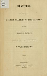 Cover of: Discourse delivered at the commemoration of the landing of the Pilgrims of Maryland: celebrated May 15, 1843, at Mt. St. Mary's, Md.