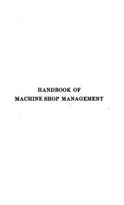 Cover of: Handbook of machine shop management