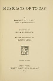 Cover of: Musicians of to-day | Romain Rolland