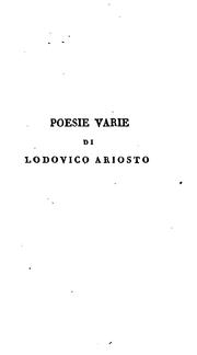 Cover of: Poesie varie di Lodovico Ariosto: con annotazioni.