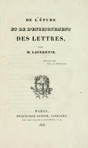 Cover of: De l'étude et de l'enseignement des lettres