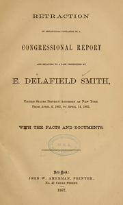 Cover of: Retraction of reflections contained in a congressional report | E. Delafield Smith