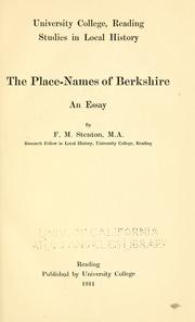 Cover of: The place-names of Berkshire: an essay