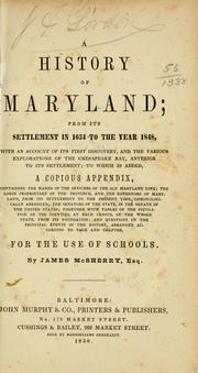 Cover of: A history of Maryland by McSherry, James