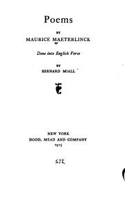 Cover of: Poems by Maurice Maeterlinck, Maurice Maeterlinck