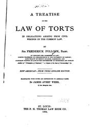 Cover of: A treatise on the law of torts in obligations arising from civil wrongs in the common law