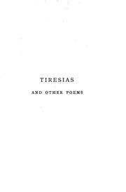 Cover of: Tiresias, and other poems
