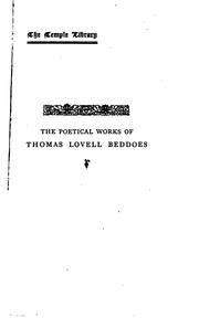 Cover of: The poetical works of Thomas Lovell Beddoes
