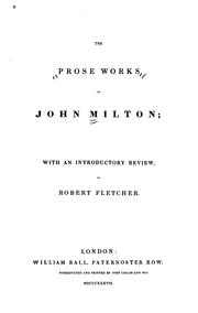 Cover of: Treasures from the prose writings of John Milton.