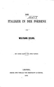 Cover of: Die Italiker in der Poebene by Wolfgang Helbig