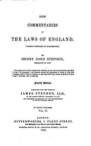 Cover of: New commentaries on the laws of England by Henry John Stephen
