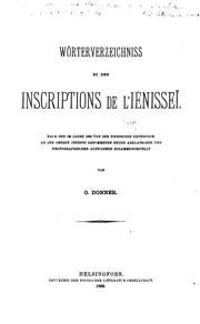 Cover of: Wörterverzeichniss zu den Inscriptions de l'Iénisseï.