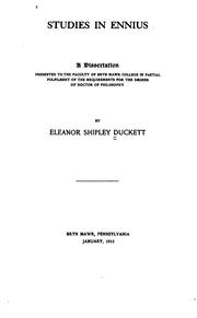 Cover of: Studies in Ennius by Eleanor Shipley Duckett