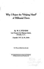 Cover of: Why I reject the "helping hand" of Millennial dawn