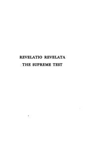 Cover of: The world's prayer (revelatio revelata)