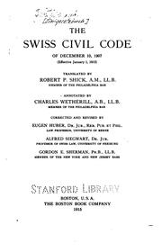 Cover of: The Swiss Civil code: of December 10, 1907 (effective January 1, 1912)