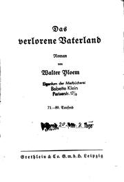 Cover of: Das verlorene Vaterland by Bloem, Walter