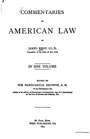 Cover of: Commentaries on American law by James Kent