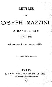 Cover of: Lettres de Joseph Mazzini à Daniel Stern [pseud.] (1864-1872)