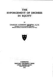 Cover of: enforcement of decrees in equity