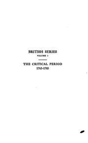 Cover of: The critical period, 1763-1765 by Clarence Walworth Alvord