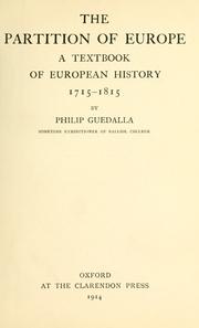 Cover of: The partition of Europe: a textbook of European history, 1715-1815