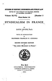 Cover of: Syndicalism in France