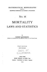 Cover of: Mortality laws and statistics. by Henderson, Robert