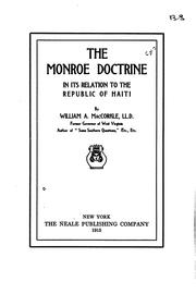 Cover of: The Monroe doctrine in its relation to the republic of Haiti
