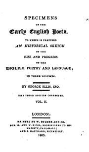 Cover of: Specimens of the early English poets by Ellis, George