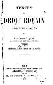 Cover of: Textes de droit romain by Paul Frédéric Girard