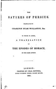 Cover of: Satires of Persius. | Aulus Persius Flaccus