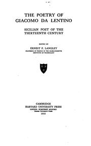 Cover of: The poetry of Giacomo da Lentino: Sicilian poet of the thirteenth century