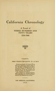 Cover of: California chronology: a period of three hundred and fifty years, 1510-1860