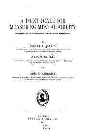 Cover of: A point scale for measuring mental ability