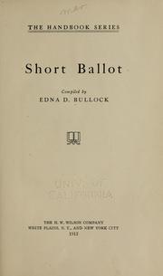 Cover of: Short ballot