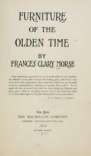 Cover of: Furniture of the olden time