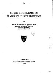 Cover of: Some problems in market distribution