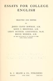 Cover of: Essays for college English by James Cloyd Bowman