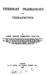 Cover of: Veterinary pharmacology and therapeutics.