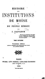 Cover of: Histoire des institutions de Moïse et du peuple hébren