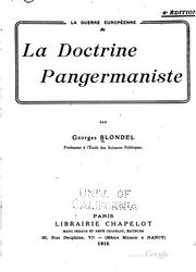 Cover of: La guerre européenne & la doctrine pangermaniste