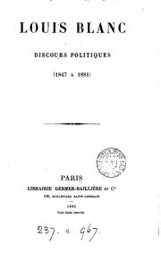 Cover of: Discours politiques (1847 à 1881) by Louis Blanc