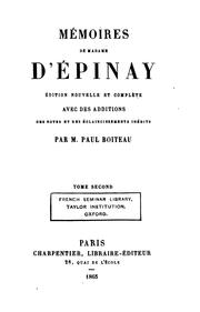 Cover of: Mémoires de Madame d'Épinay.